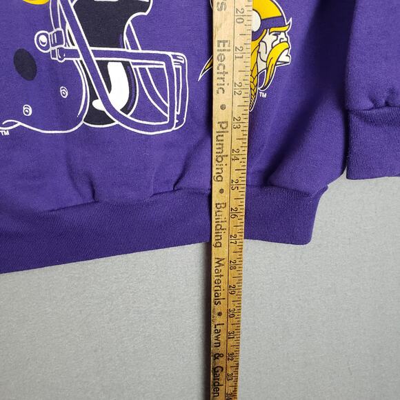 Vintage Size XL Minnesota Vikings Crewneck Sweatshirt Retro Football Helmet Logo - Picture 8 of 11